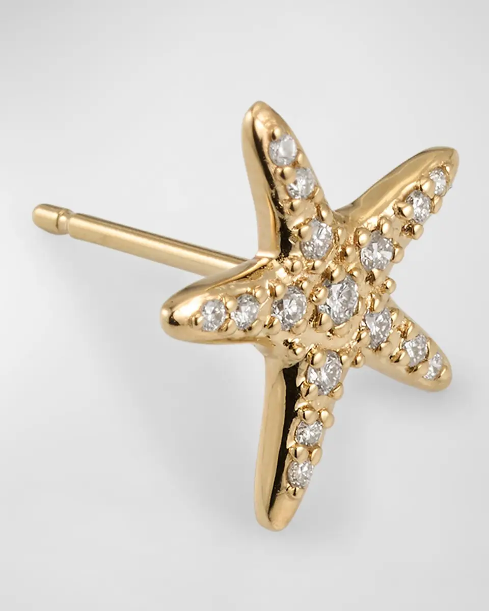 Sydney Evan 14K Yellow Gold Starfish Stud Earring, Single | Thumbnail 3 Sydney Evan 14K Yellow Gold Starfish Stud Earring, Single | Thumbnail 3