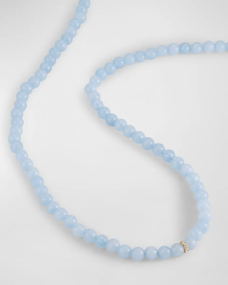 Sydney Evan 14K Diamond Bezel Rondelle Choker with Aquamarine Beads | Thumbnail 3 Sydney Evan 14K Diamond Bezel Rondelle Choker with Aquamarine Beads | Thumbnail 3