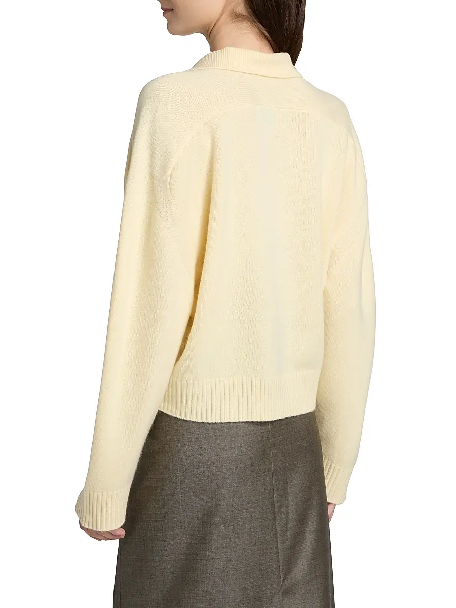 Loulou de Saison Women's Homere Collared Boxy Sweater - Butter | Thumbnail 5 Loulou de Saison Women's Homere Collared Boxy Sweater - Butter | Thumbnail 5
