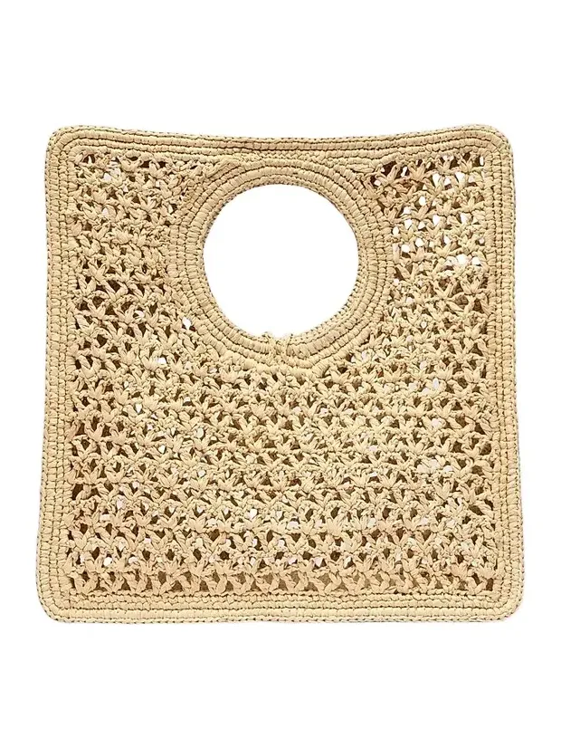 Women's Le Petit Carré Crotchet-Knit Raffia Bag Women's Le Petit Carré Crotchet-Knit Raffia Bag
