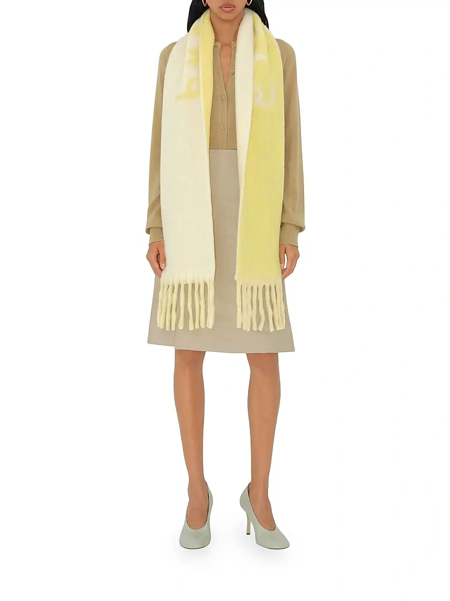 Burberry Women's Mu Logo Alpaca-Blend Jacquard Scarf | Thumbnail 3 Burberry Women's Mu Logo Alpaca-Blend Jacquard Scarf | Thumbnail 3
