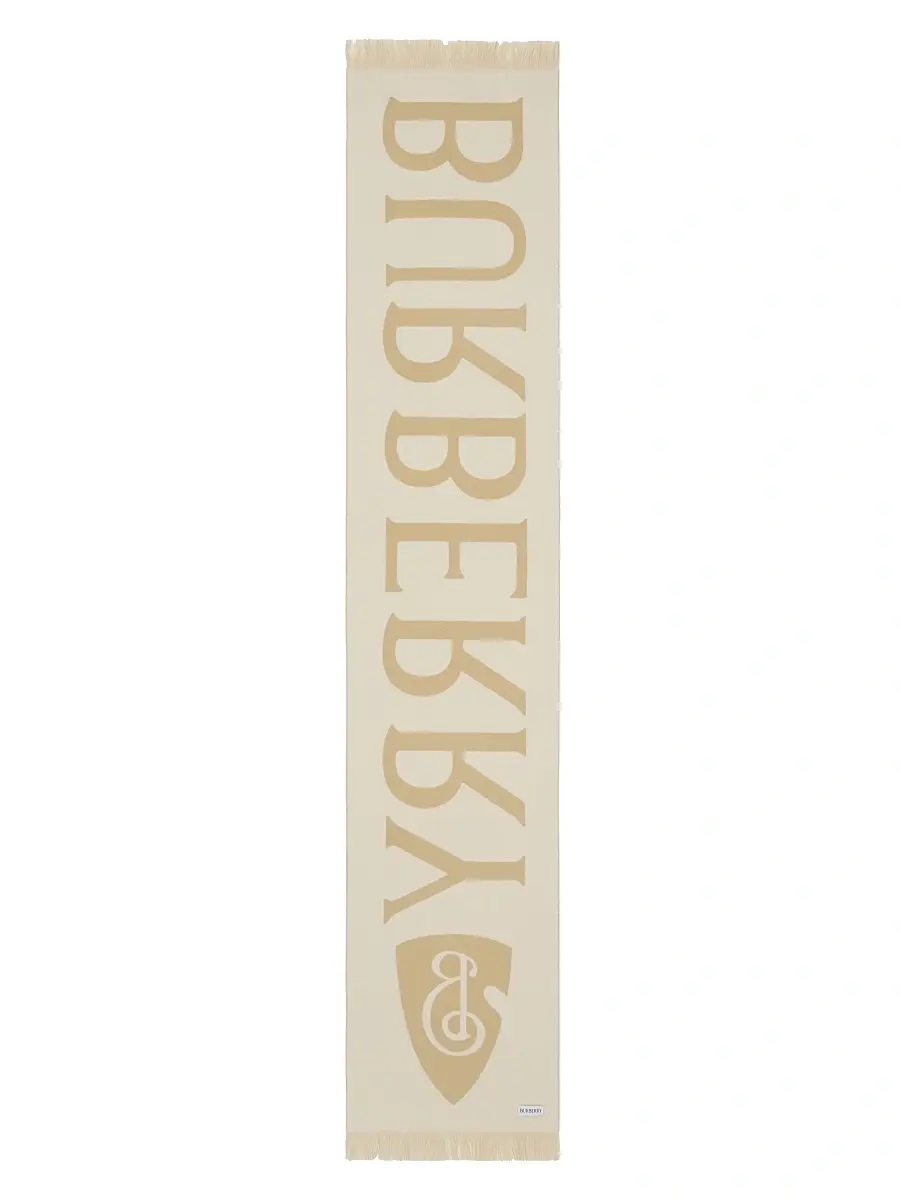 Burberry Men's Logo Wool Scarf - Sand | Thumbnail 4 Burberry Men's Logo Wool Scarf - Sand | Thumbnail 4