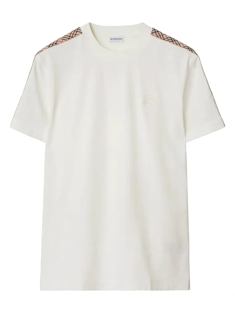Men's Check Shoulder Cotton T-Shirt