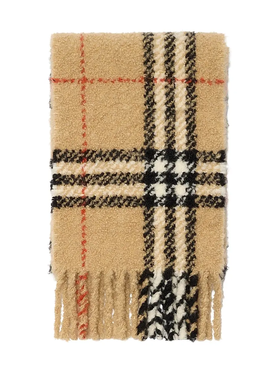Burberry Women's Check Wool Bouclé Scarf | Thumbnail 2 Burberry Women's Check Wool Bouclé Scarf | Thumbnail 2