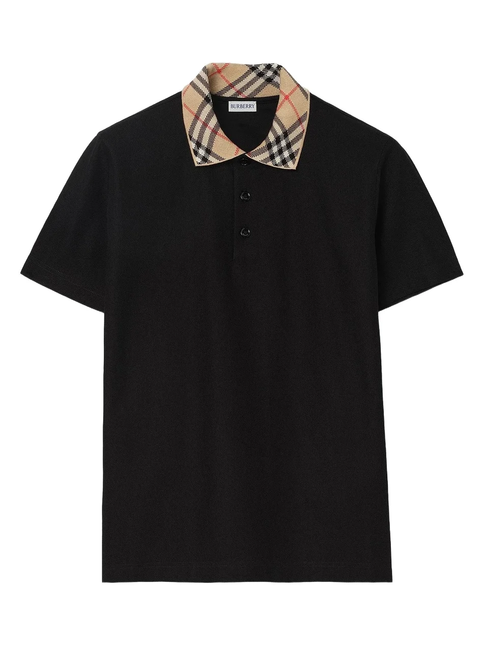 Burberry Men's Evan Check-Collar Cotton Polo Shirt