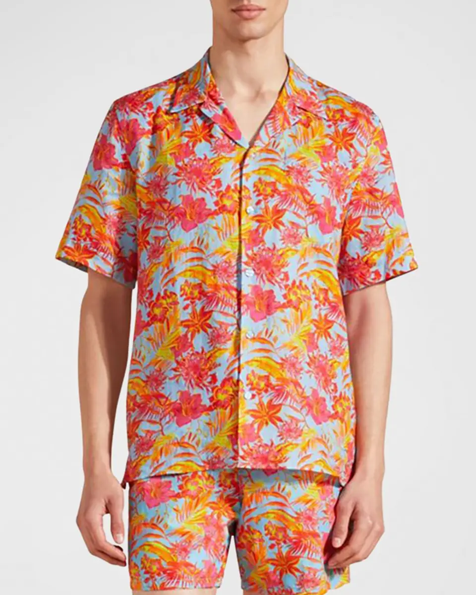 Vilebrequin Men's Tahiti Flower-Print Camp Shirt | Thumbnail 2
