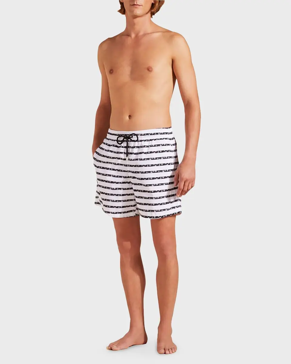 Vilebrequin Men's Micro-Turtle Striped Swim Shorts | Thumbnail 5