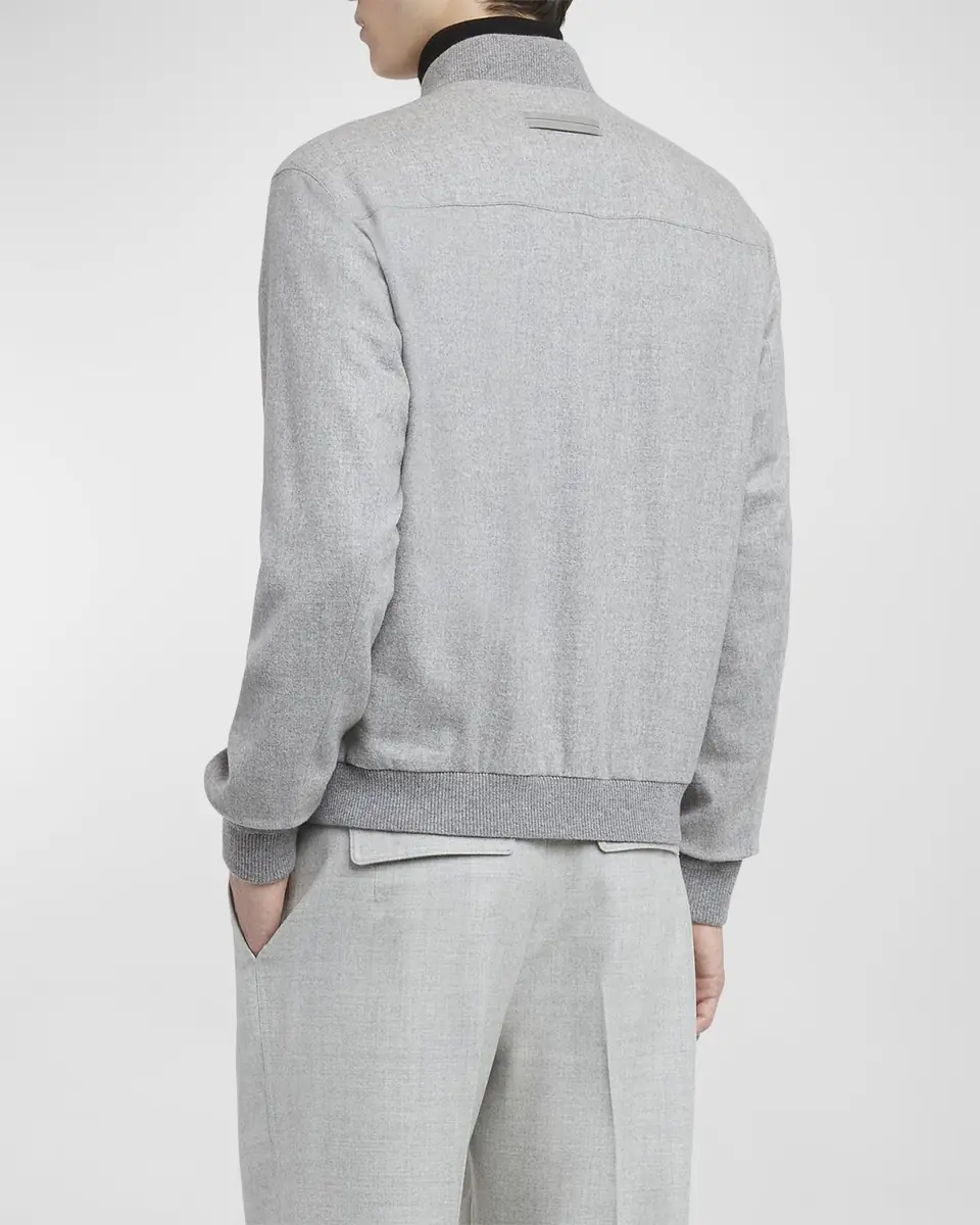 Zegna Men's Cashmere Concealed-Zip Blouson Jacket | Thumbnail 4 Zegna Men's Cashmere Concealed-Zip Blouson Jacket | Thumbnail 4
