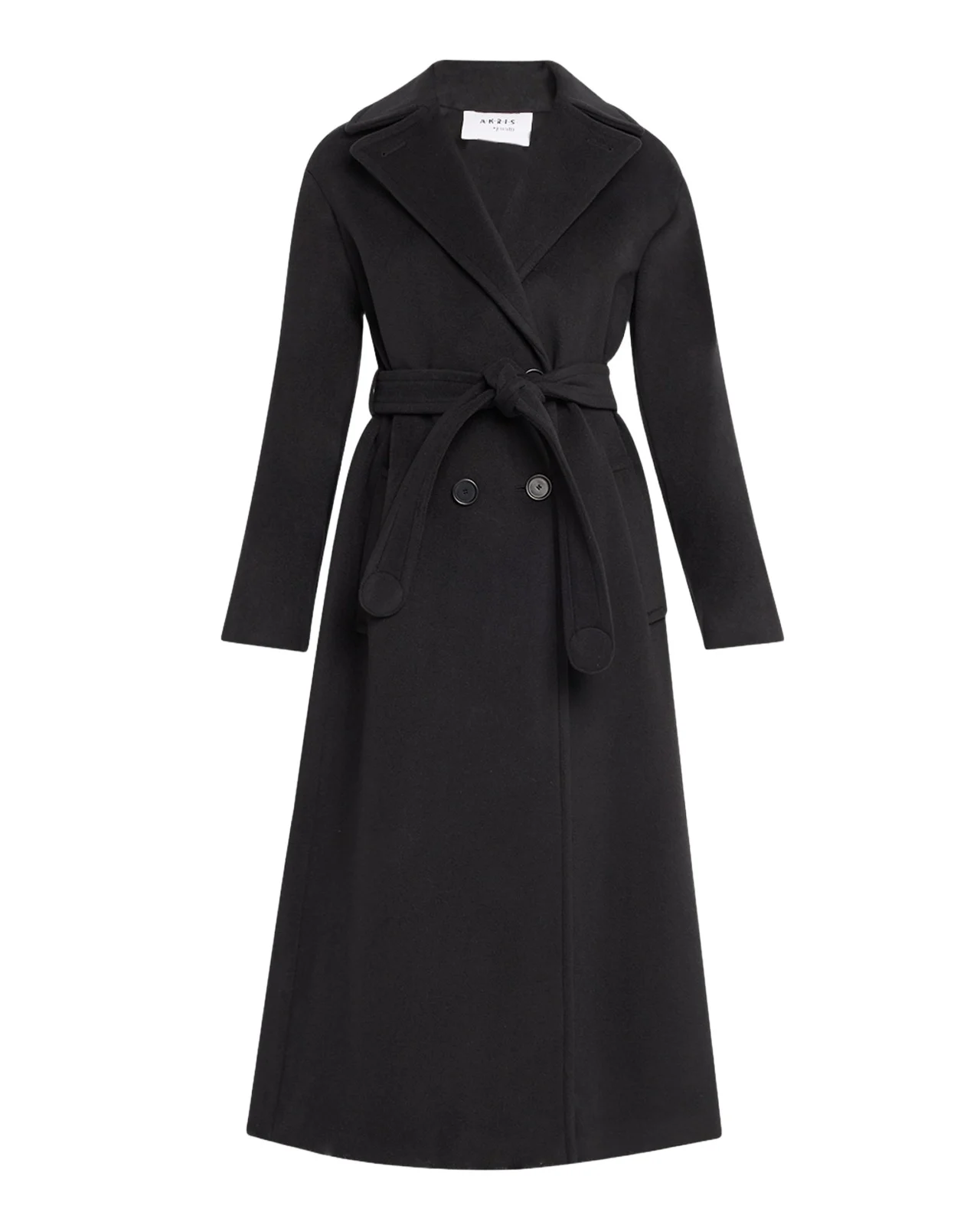 Akris punto Long Double-Breast Belted Wool-Cashmere Coat