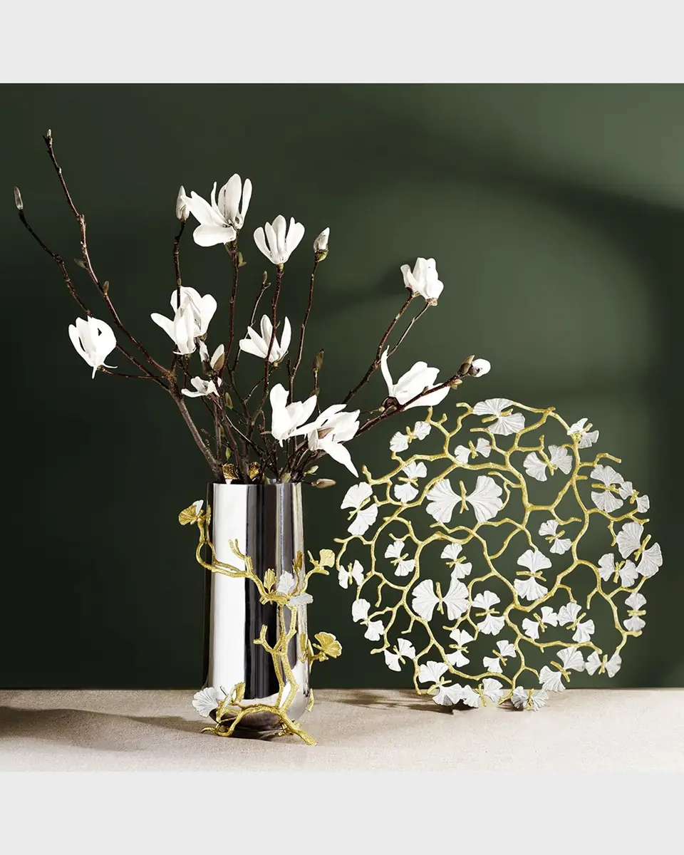 Michael Aram Butterfly Ginkgo White & Gold Centerpiece Bowl | Thumbnail 4