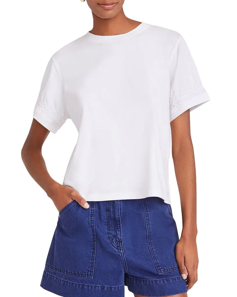 Cooper Smocked Crewneck Jersey Top