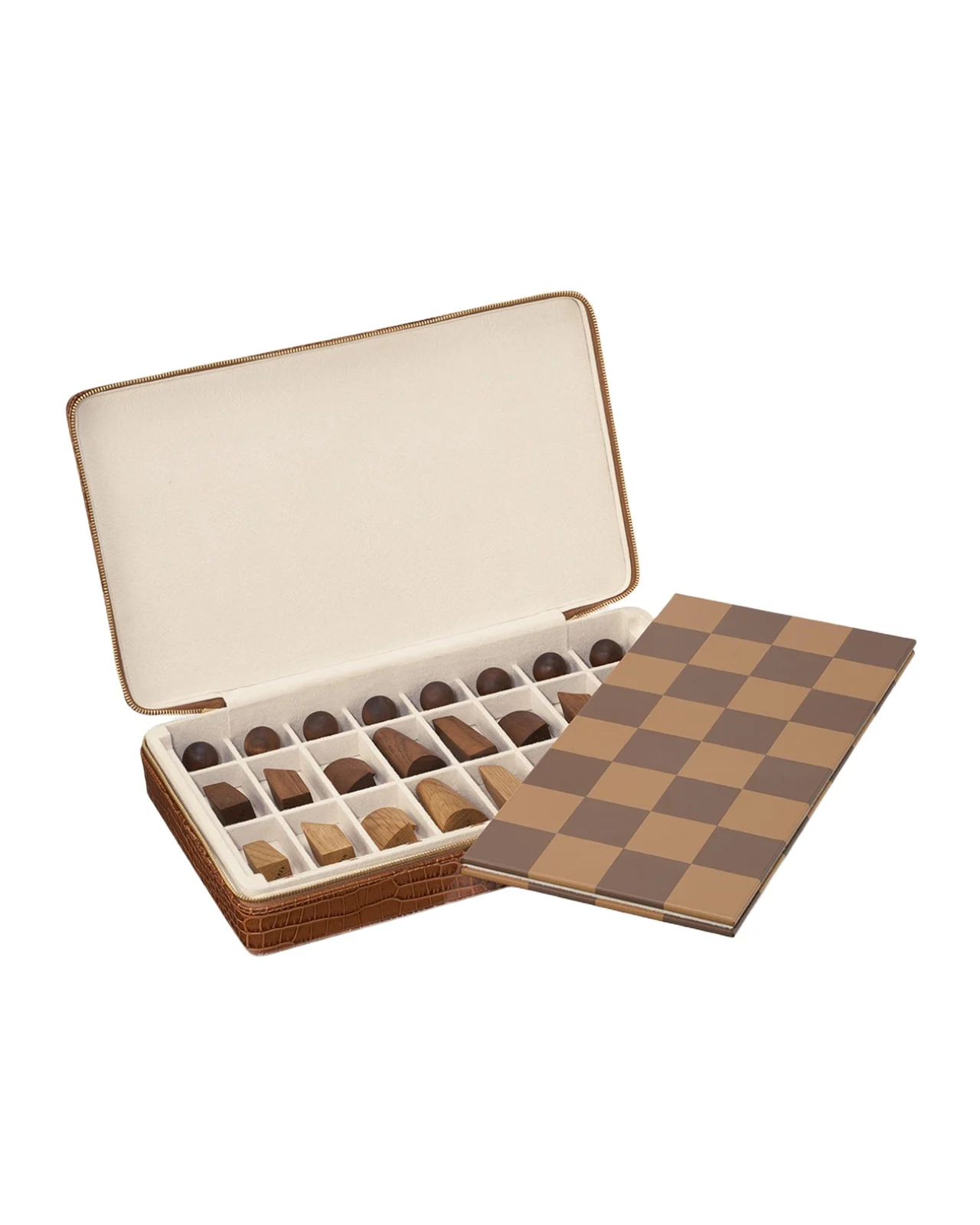 AERIN Enzo Leather Travel Chess Set