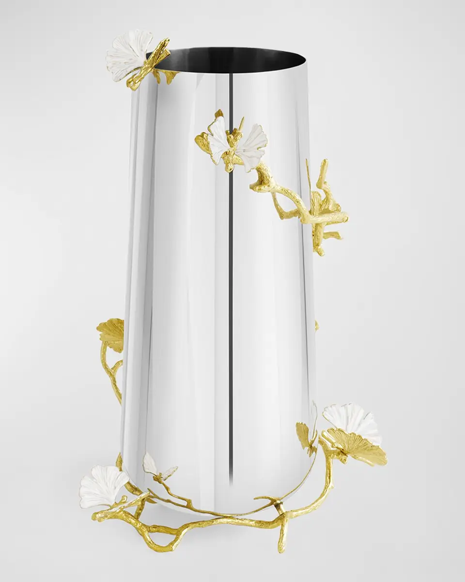 Michael Aram Butterfly Ginkgo White & Gold Large Vase | Thumbnail 3
