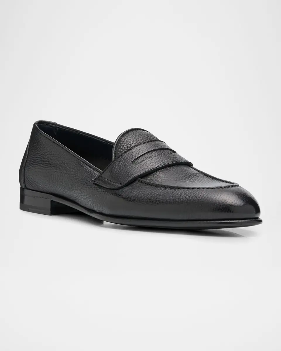 Brioni Men's Appia Deerskin Penny Loafers | Thumbnail 3 Brioni Men's Appia Deerskin Penny Loafers | Thumbnail 3