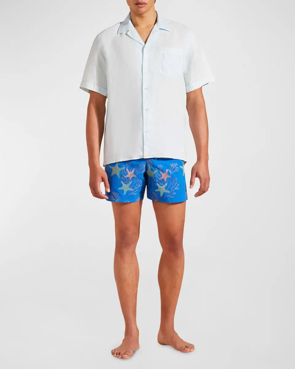 Vilebrequin Men's Linen Pocket Camp Shirt | Thumbnail 2