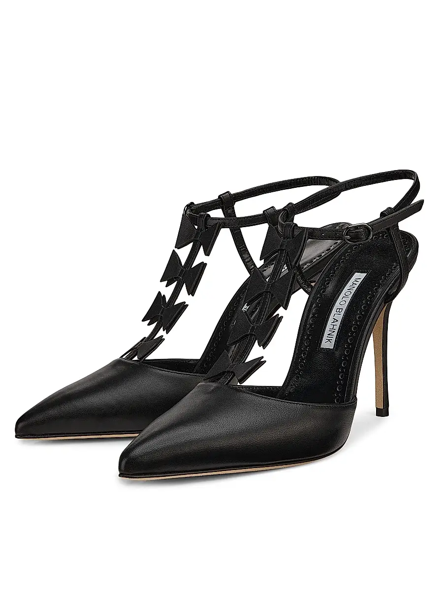 Manolo Blahnik Women's Maurata 105MM Bow-Detailed Leather T-Strap Pumps | Thumbnail 2 Manolo Blahnik Women's Maurata 105MM Bow-Detailed Leather T-Strap Pumps | Thumbnail 2
