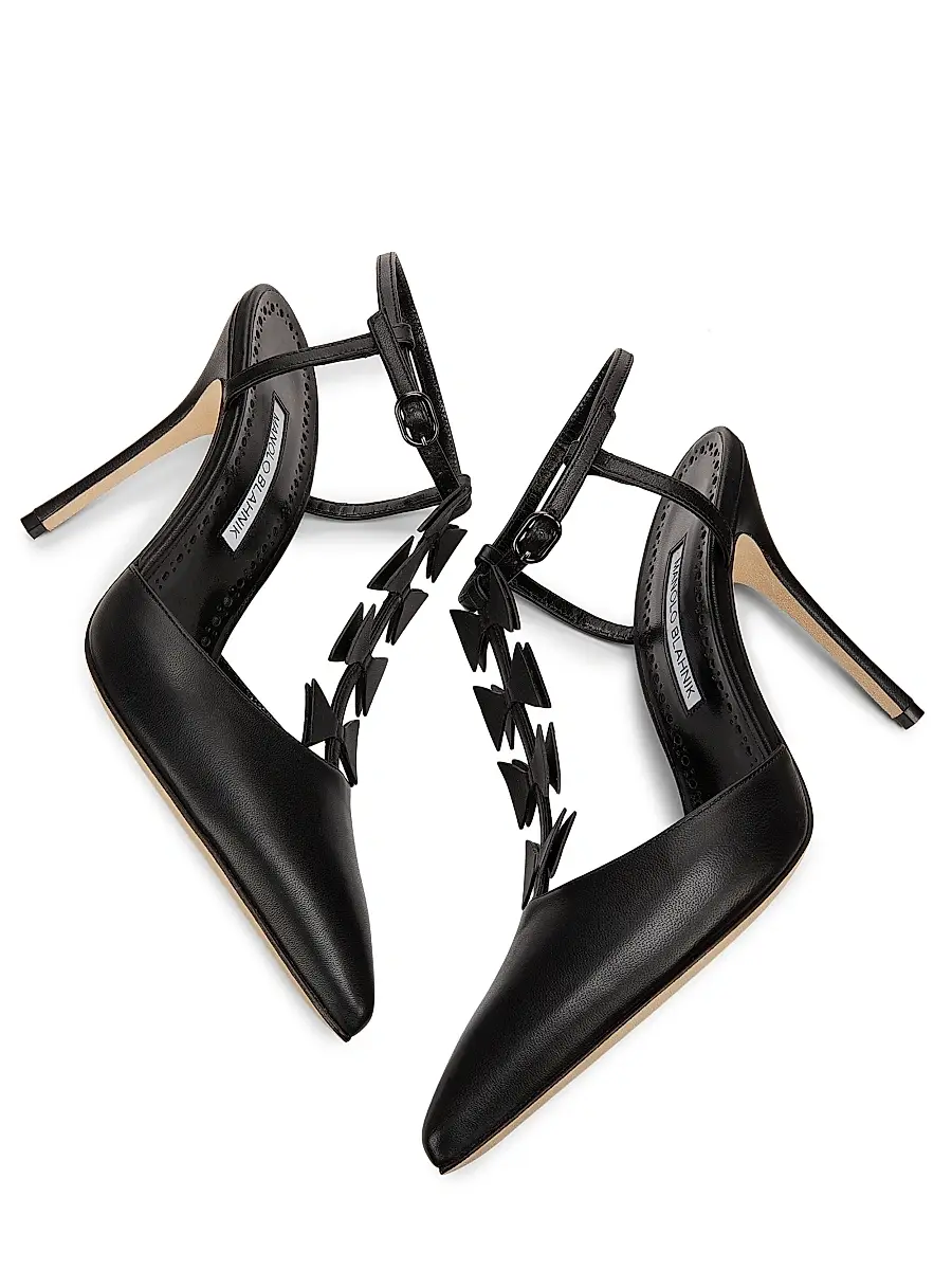 Manolo Blahnik Women's Maurata 105MM Bow-Detailed Leather T-Strap Pumps | Thumbnail 6 Manolo Blahnik Women's Maurata 105MM Bow-Detailed Leather T-Strap Pumps | Thumbnail 6