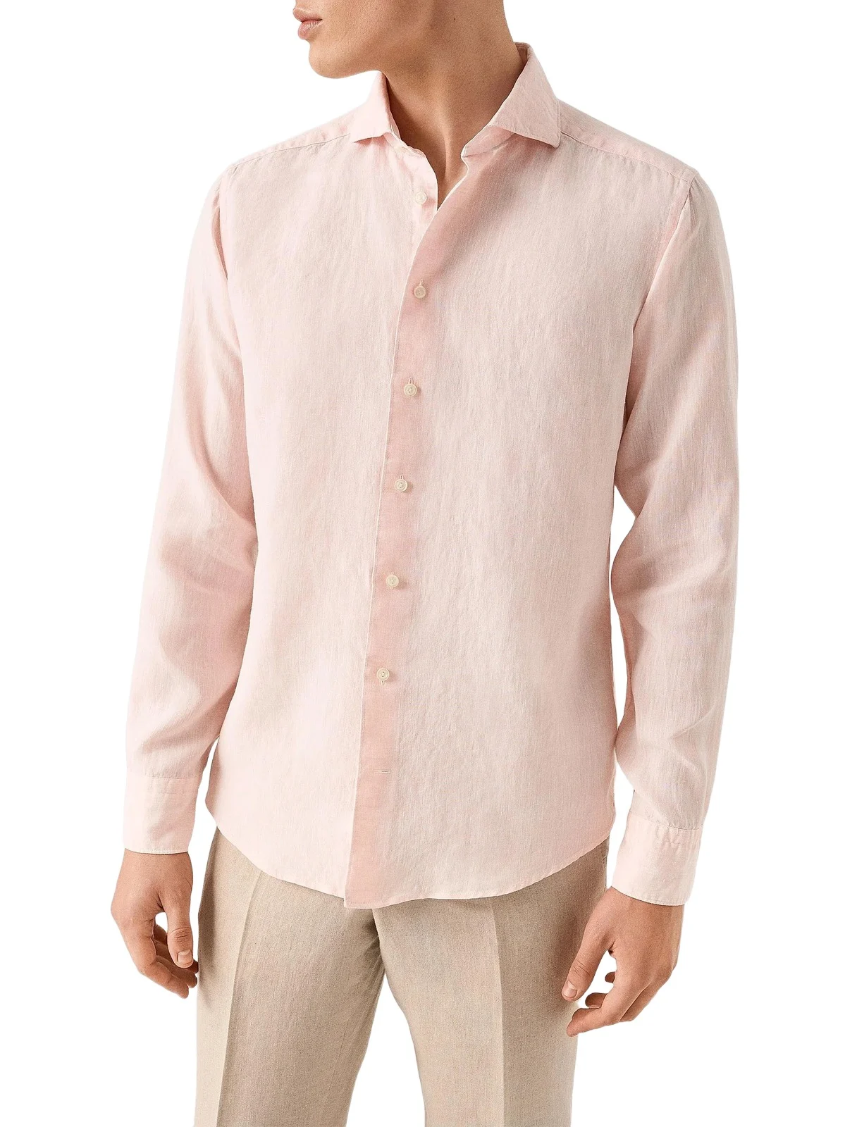 Men's Slim-Fit Solid Linen Shirt
