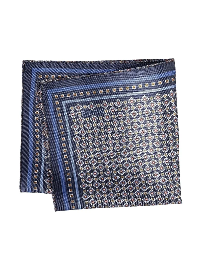 Eton Men's Medallion Double Print Silk Pocket Square