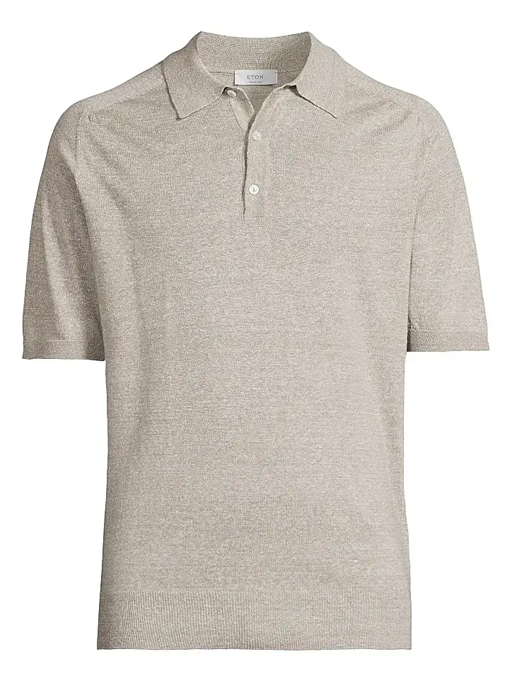 Men's Linen-Cotton Woven Polo Shirt Men's Linen-Cotton Woven Polo Shirt