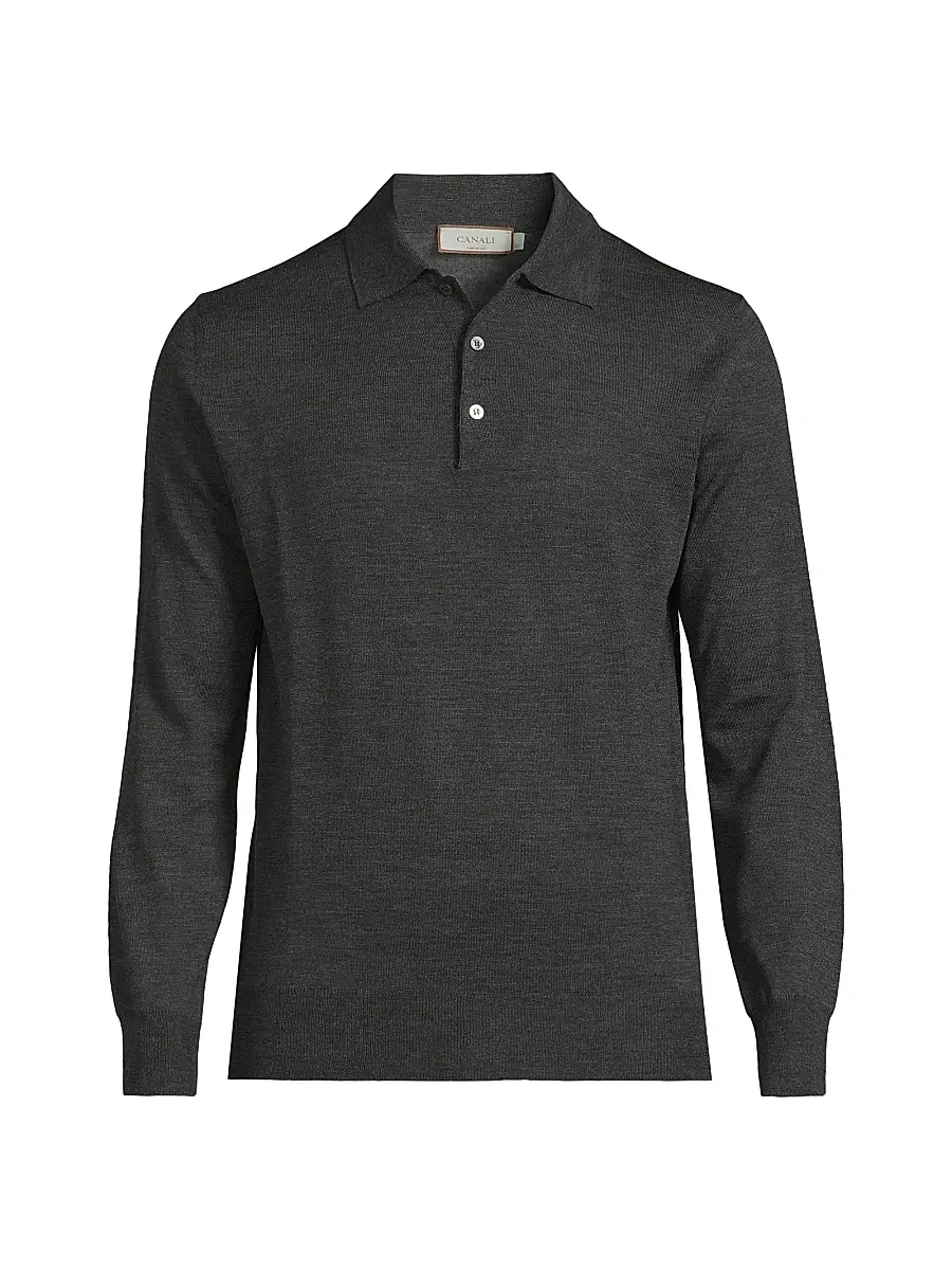 Canali Men's Heathered Merino Wool Modern-Fit Polo Shirt