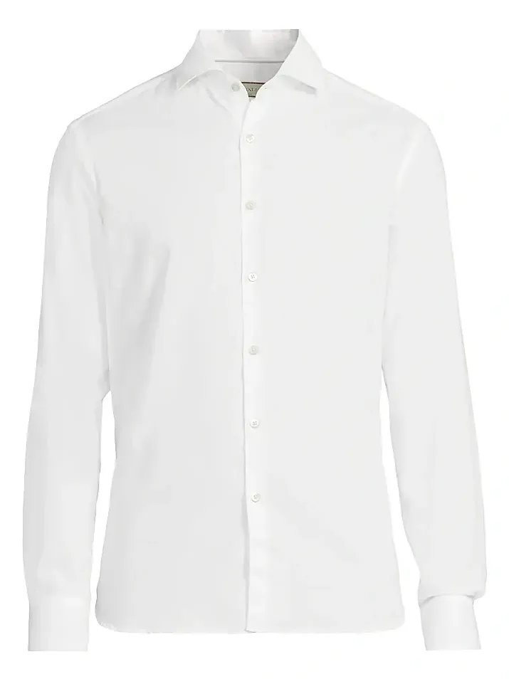 Men's Solid Herringbone Woven Cotton Shirt