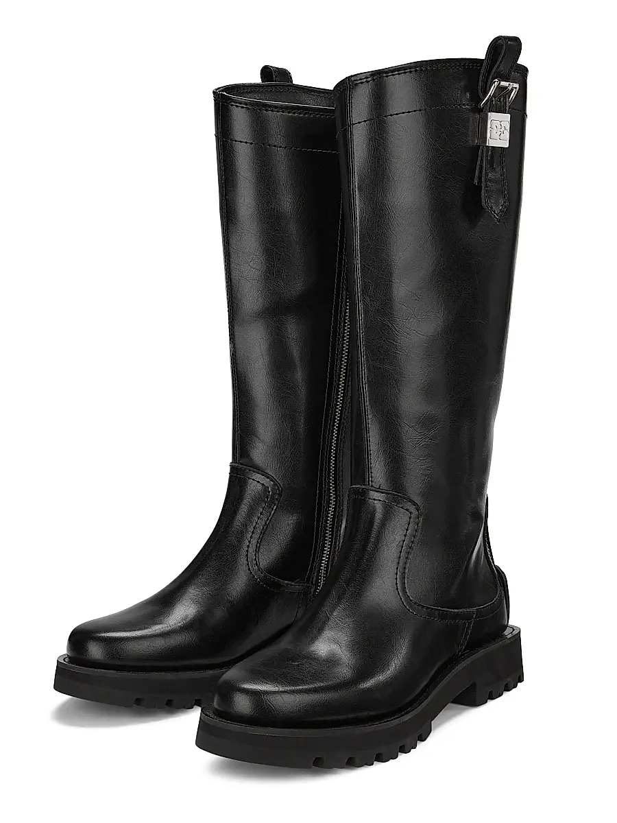 Ganni Women's Studs Crinkle Faux-Leather High Boots | Thumbnail 2 Ganni Women's Studs Crinkle Faux-Leather High Boots | Thumbnail 2