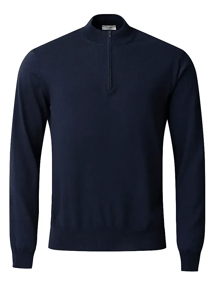 Men's Cotton-Cashmere Fine Weave Quarter-Zip Sweater