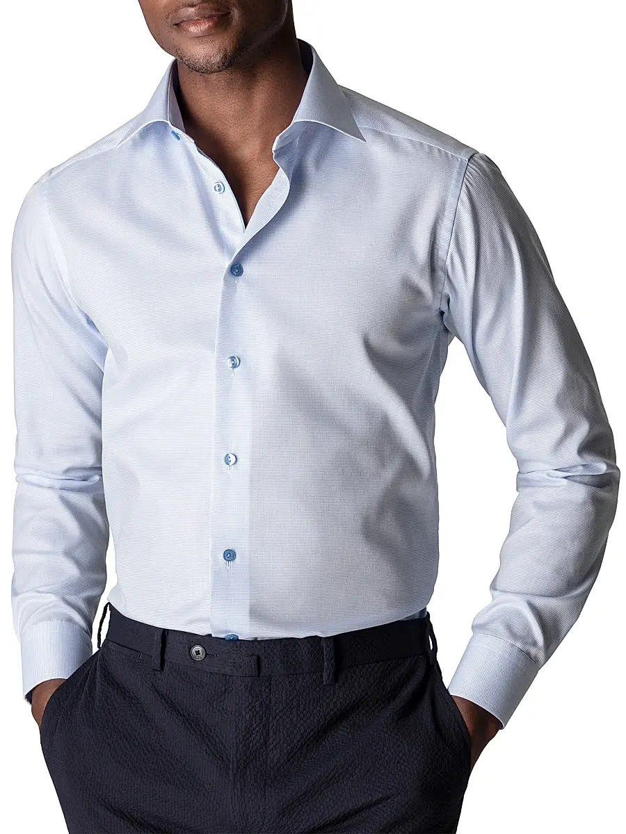 Eton Men's Contemporary-Fit Textured Solid Shirt | Thumbnail 3 Eton Men's Contemporary-Fit Textured Solid Shirt | Thumbnail 3