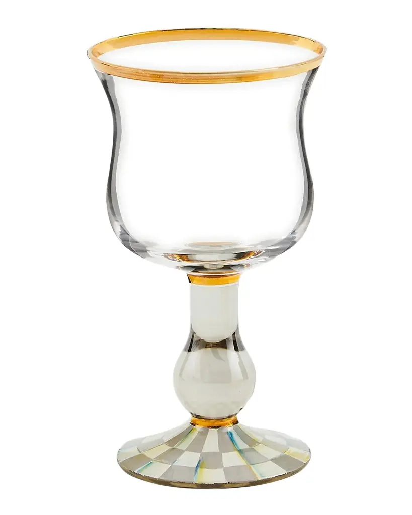 MacKenzie-Childs Sterling Check Wine Glass