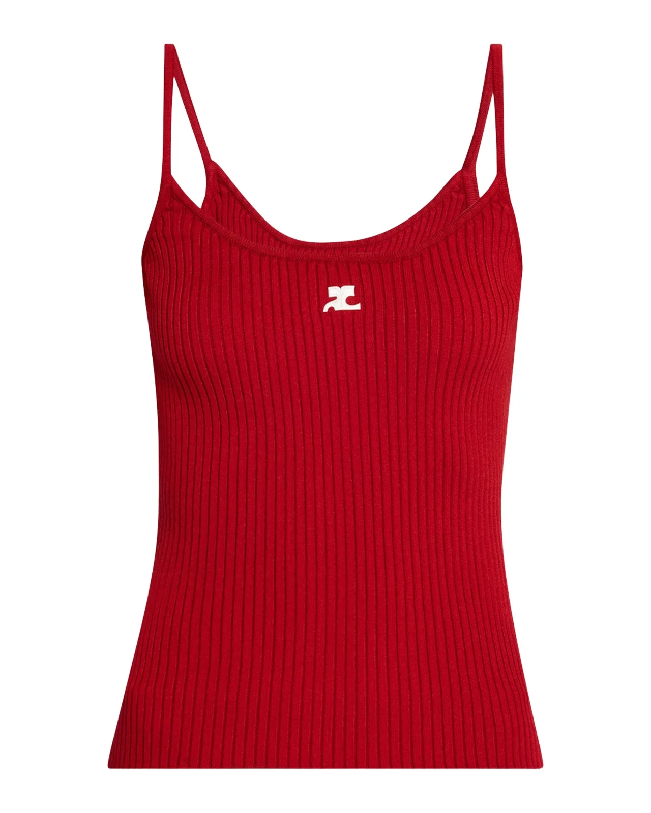 Courrèges Logo Ribbed Knit Tank Top