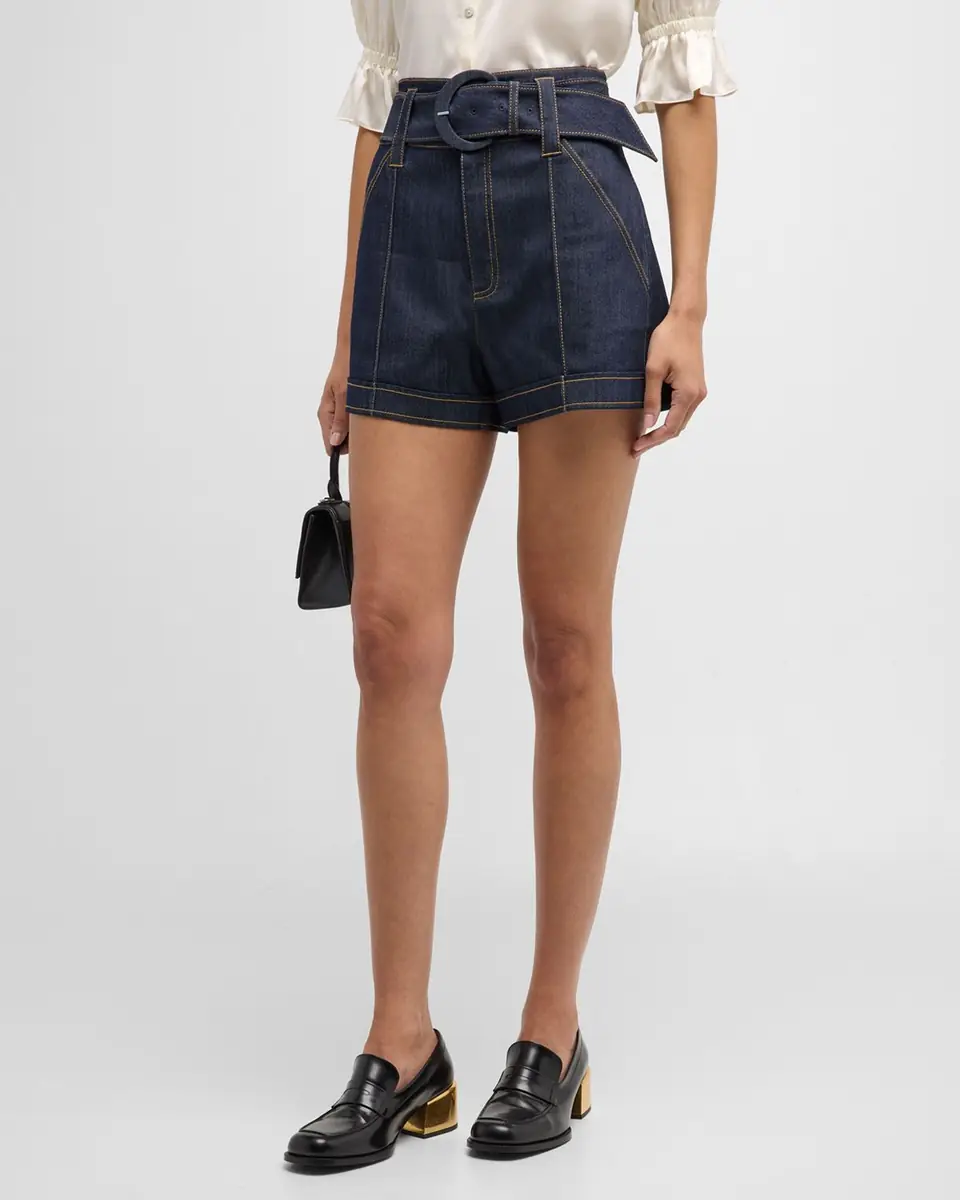 Cinq à Sept Aldi Belted Denim Shorts | Thumbnail 2 Cinq à Sept Aldi Belted Denim Shorts | Thumbnail 2