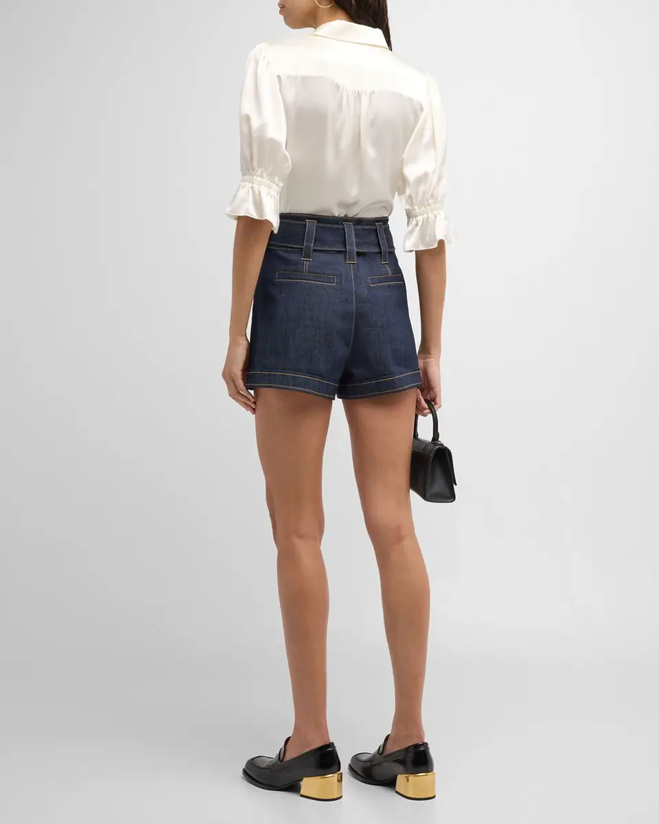 Cinq à Sept Aldi Belted Denim Shorts | Thumbnail 4 Cinq à Sept Aldi Belted Denim Shorts | Thumbnail 4