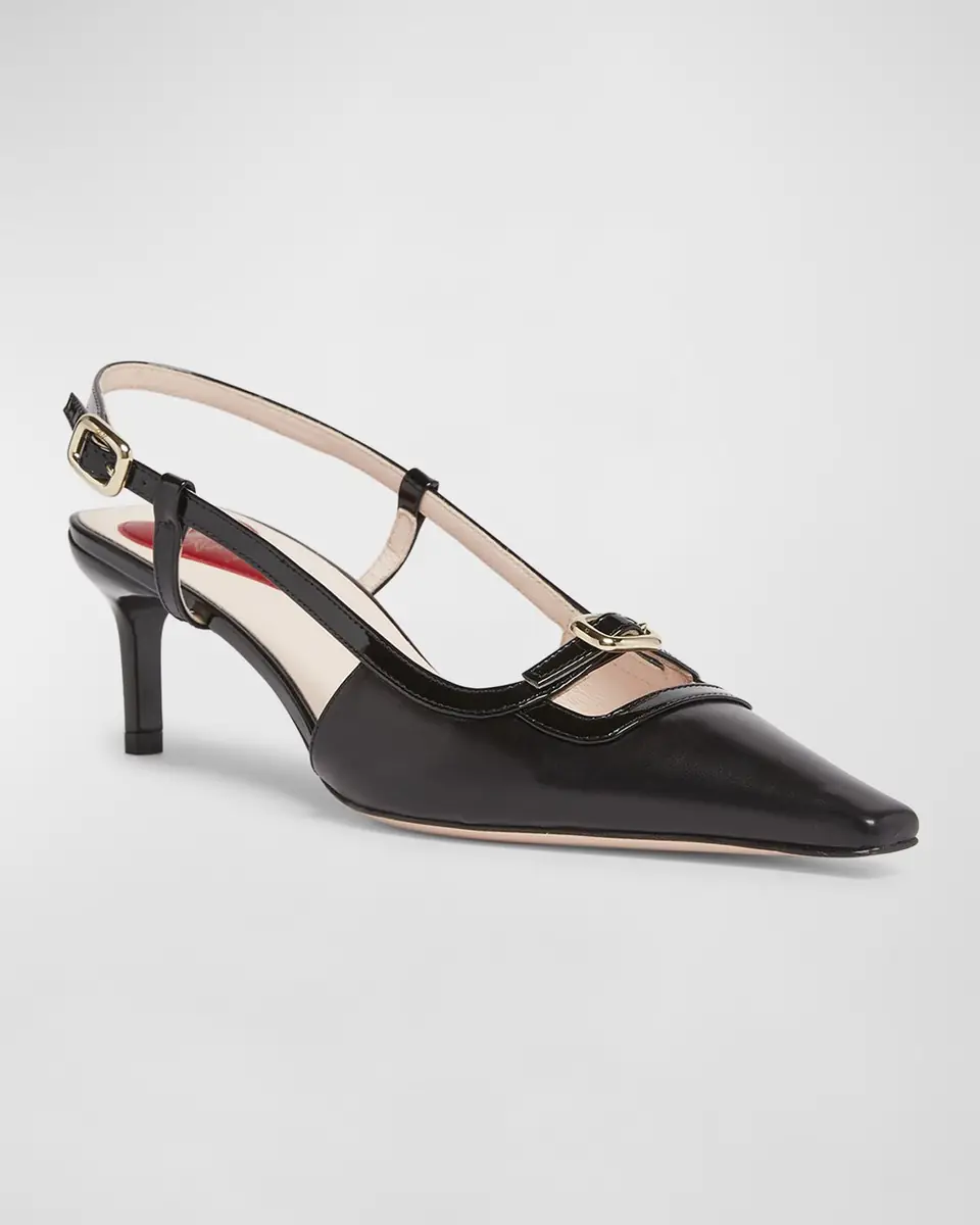 Roger Vivier Mixed Leather Mini Buckle Slingback Pumps | Thumbnail 3 Roger Vivier Mixed Leather Mini Buckle Slingback Pumps | Thumbnail 3