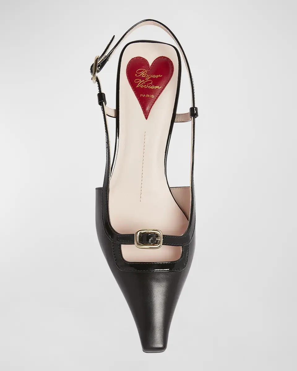 Roger Vivier Mixed Leather Mini Buckle Slingback Pumps | Thumbnail 5 Roger Vivier Mixed Leather Mini Buckle Slingback Pumps | Thumbnail 5