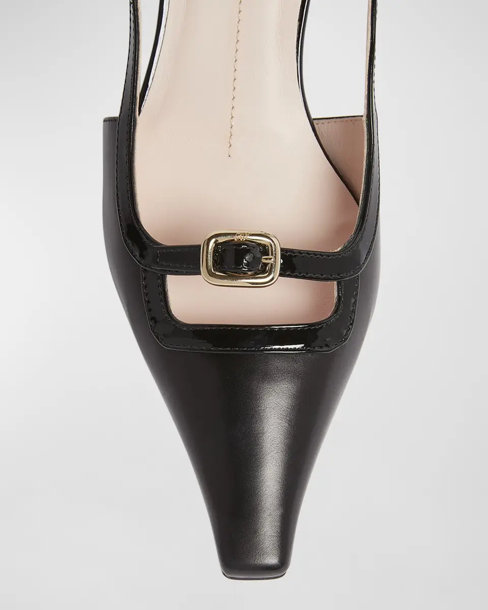 Roger Vivier Mixed Leather Mini Buckle Slingback Pumps | Thumbnail 6 Roger Vivier Mixed Leather Mini Buckle Slingback Pumps | Thumbnail 6