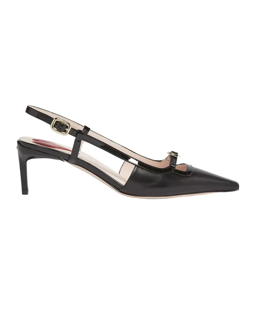 Roger Vivier Mixed Leather Mini Buckle Slingback Pumps | Image 1 Roger Vivier Mixed Leather Mini Buckle Slingback Pumps | Image 1