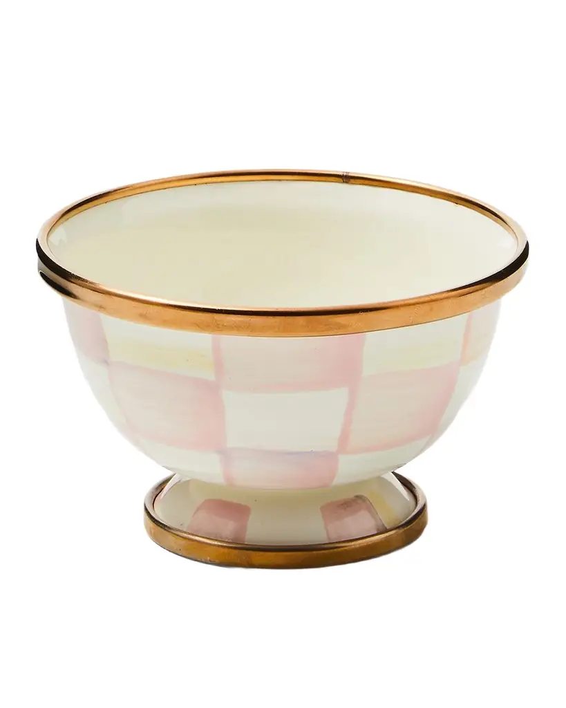 MacKenzie-Childs Rosy Check Enamel Little Sugar Bowl