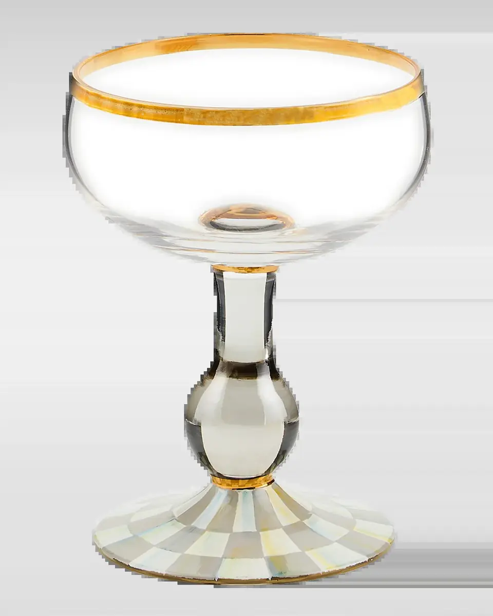 MacKenzie-Childs Sterling Check Coupe Glass | Thumbnail 2 MacKenzie-Childs Sterling Check Coupe Glass | Thumbnail 2