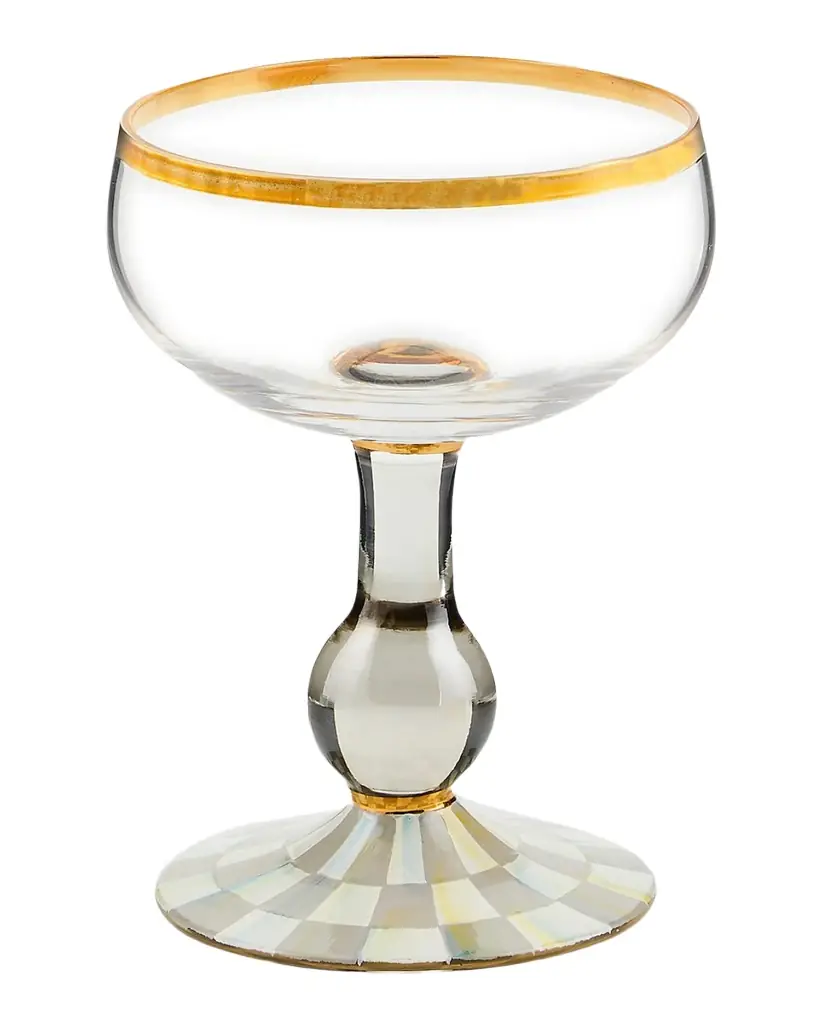 MacKenzie-Childs Sterling Check Coupe Glass