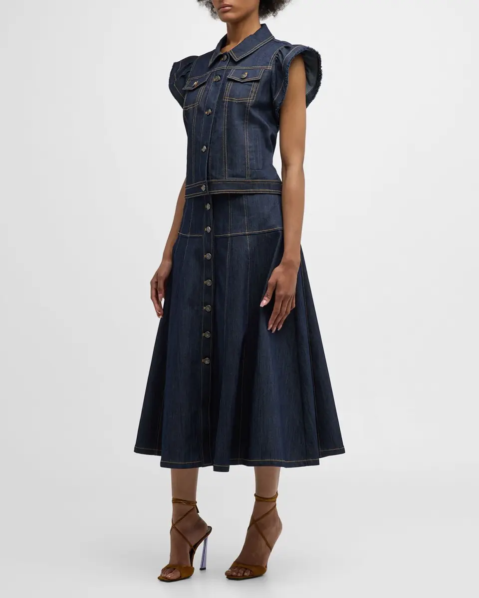 Cinq à Sept Veena Denim Midi Skirt | Thumbnail 2