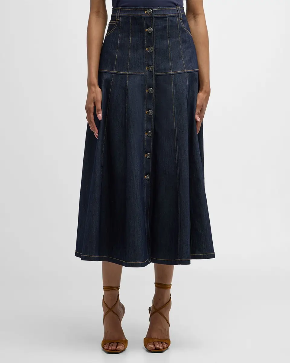 Cinq à Sept Veena Denim Midi Skirt | Thumbnail 4