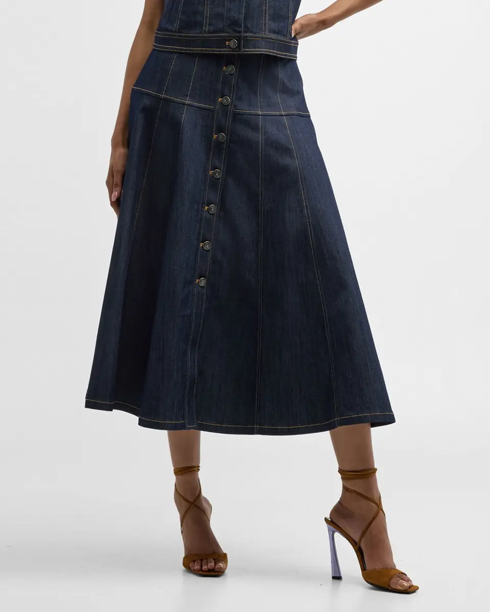 Cinq à Sept Veena Denim Midi Skirt | Thumbnail 7