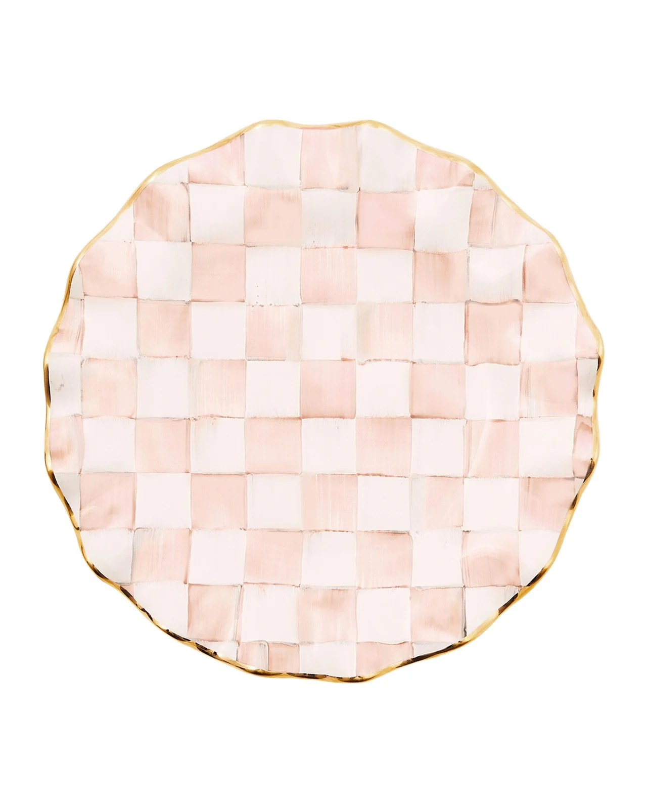 MacKenzie-Childs Rosy Check Ceramic Fluted Dinner Plate