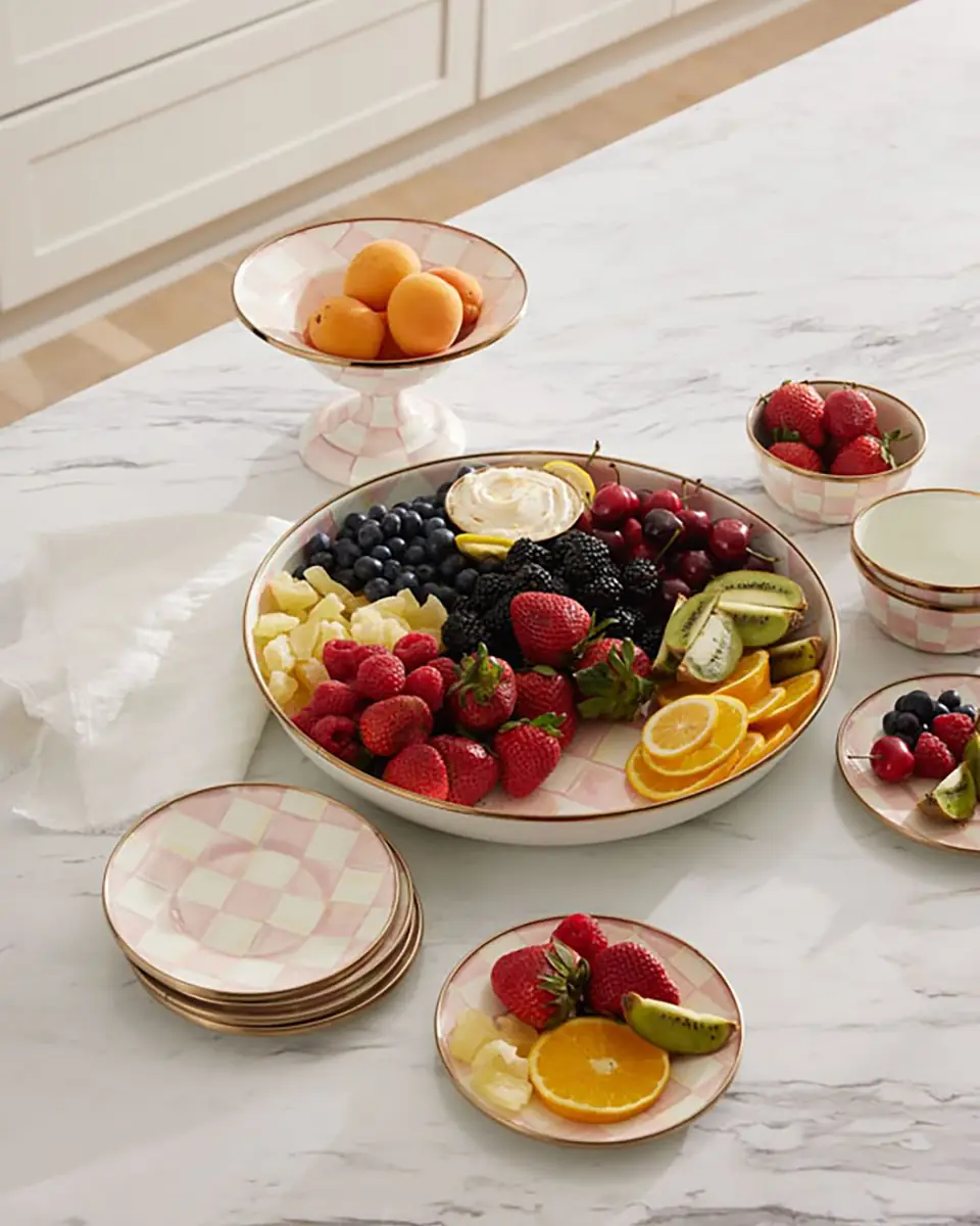 MacKenzie-Childs Rosy Check Enamel Compote Bowl | Thumbnail 3 MacKenzie-Childs Rosy Check Enamel Compote Bowl | Thumbnail 3