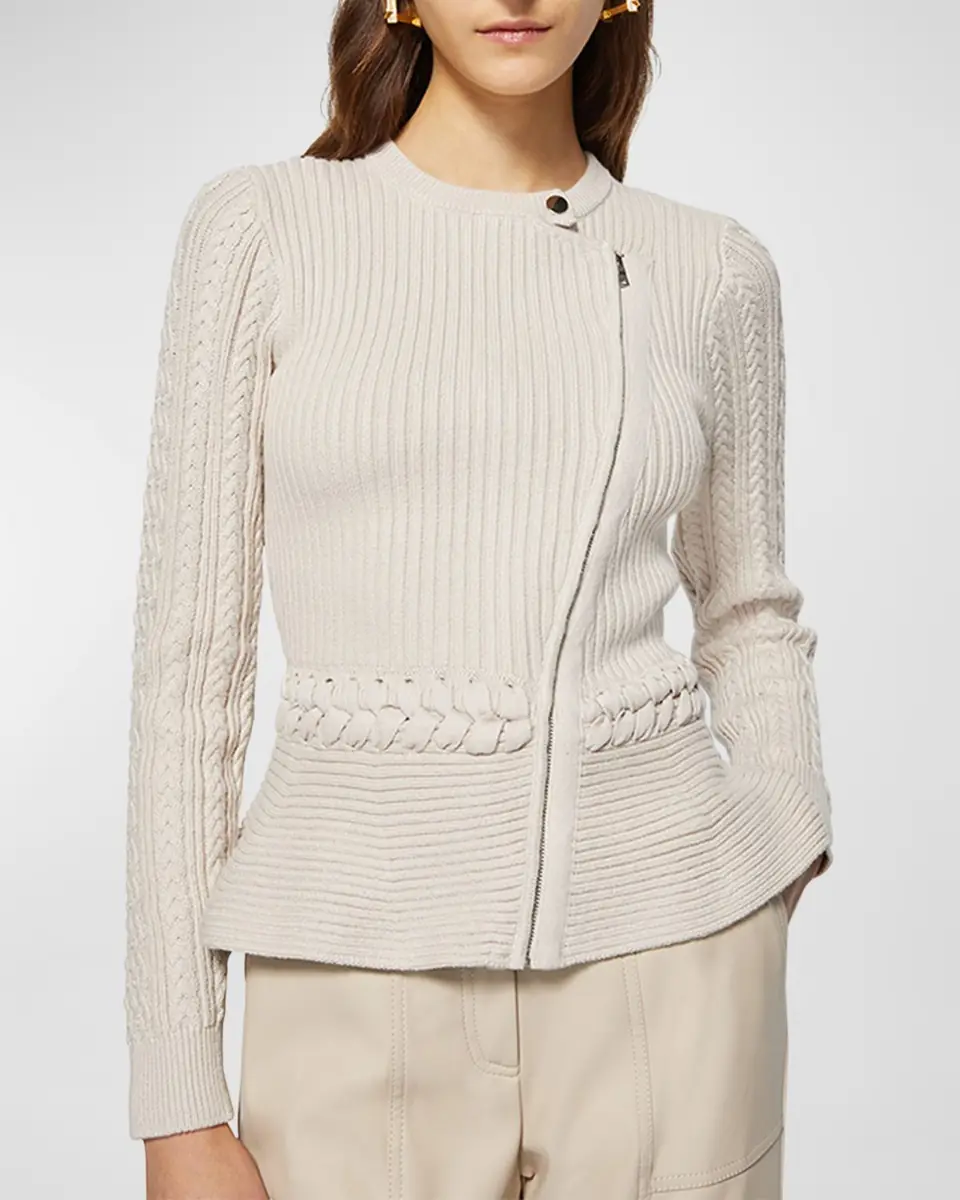Simkhai Andi Mixed-Knit Cotton Peplum Jacket | Thumbnail 4 Simkhai Andi Mixed-Knit Cotton Peplum Jacket | Thumbnail 4
