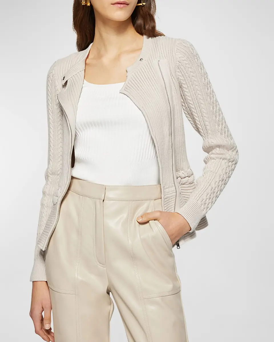 Simkhai Andi Mixed-Knit Cotton Peplum Jacket | Thumbnail 6 Simkhai Andi Mixed-Knit Cotton Peplum Jacket | Thumbnail 6