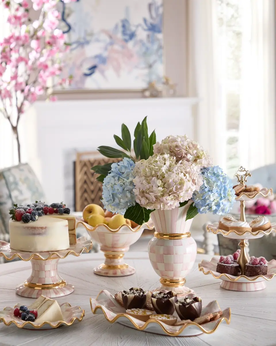 MacKenzie-Childs Rosy Check Ceramic Fluted Dessert Plate | Thumbnail 2 MacKenzie-Childs Rosy Check Ceramic Fluted Dessert Plate | Thumbnail 2