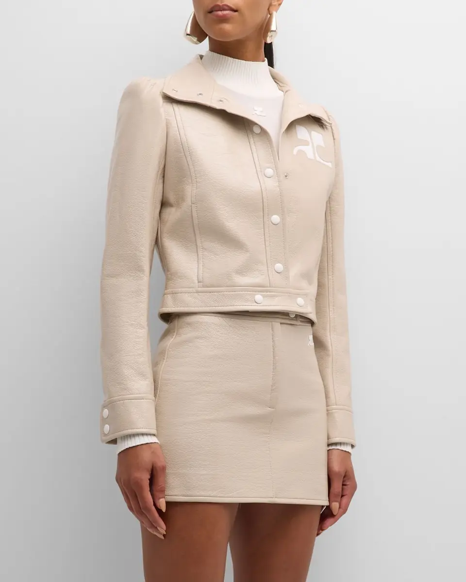 Courrèges Textured Vinyl Crop Jacket | Thumbnail 4
