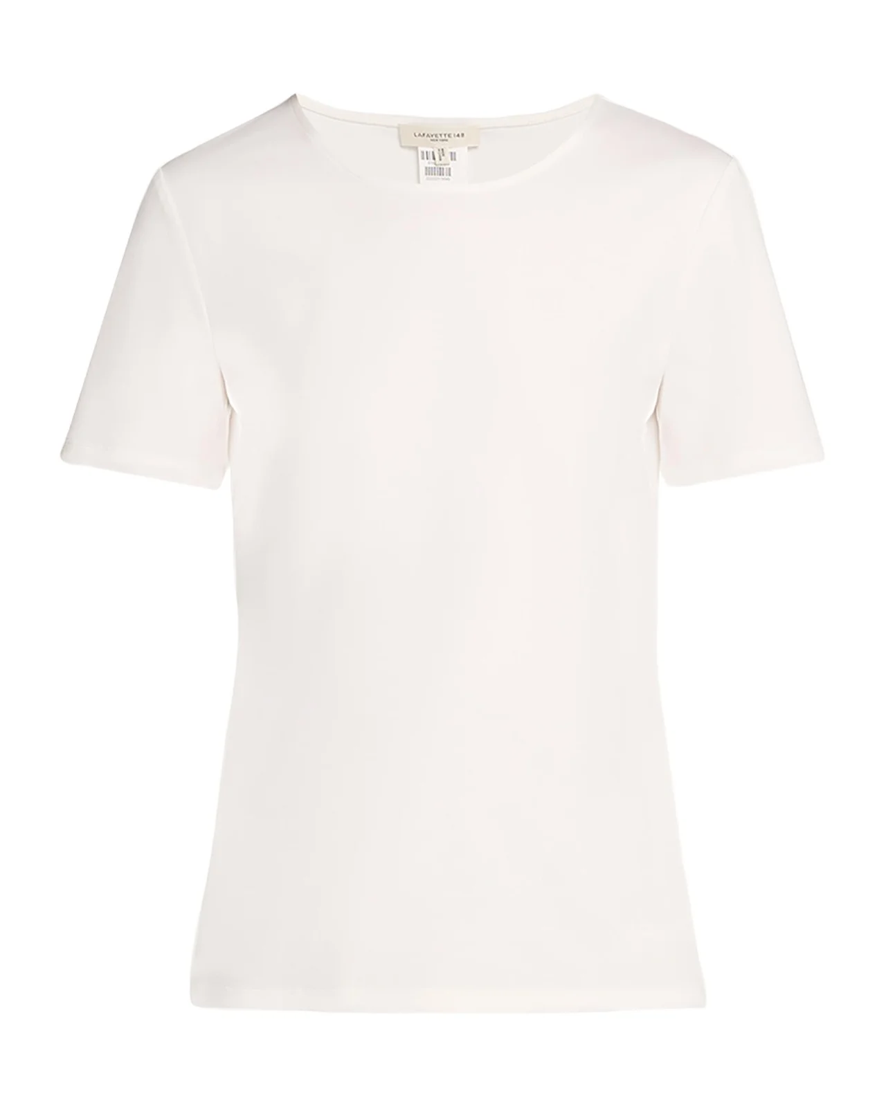 Lafayette 148 New York Ribbed Crewneck Cotton T-Shirt